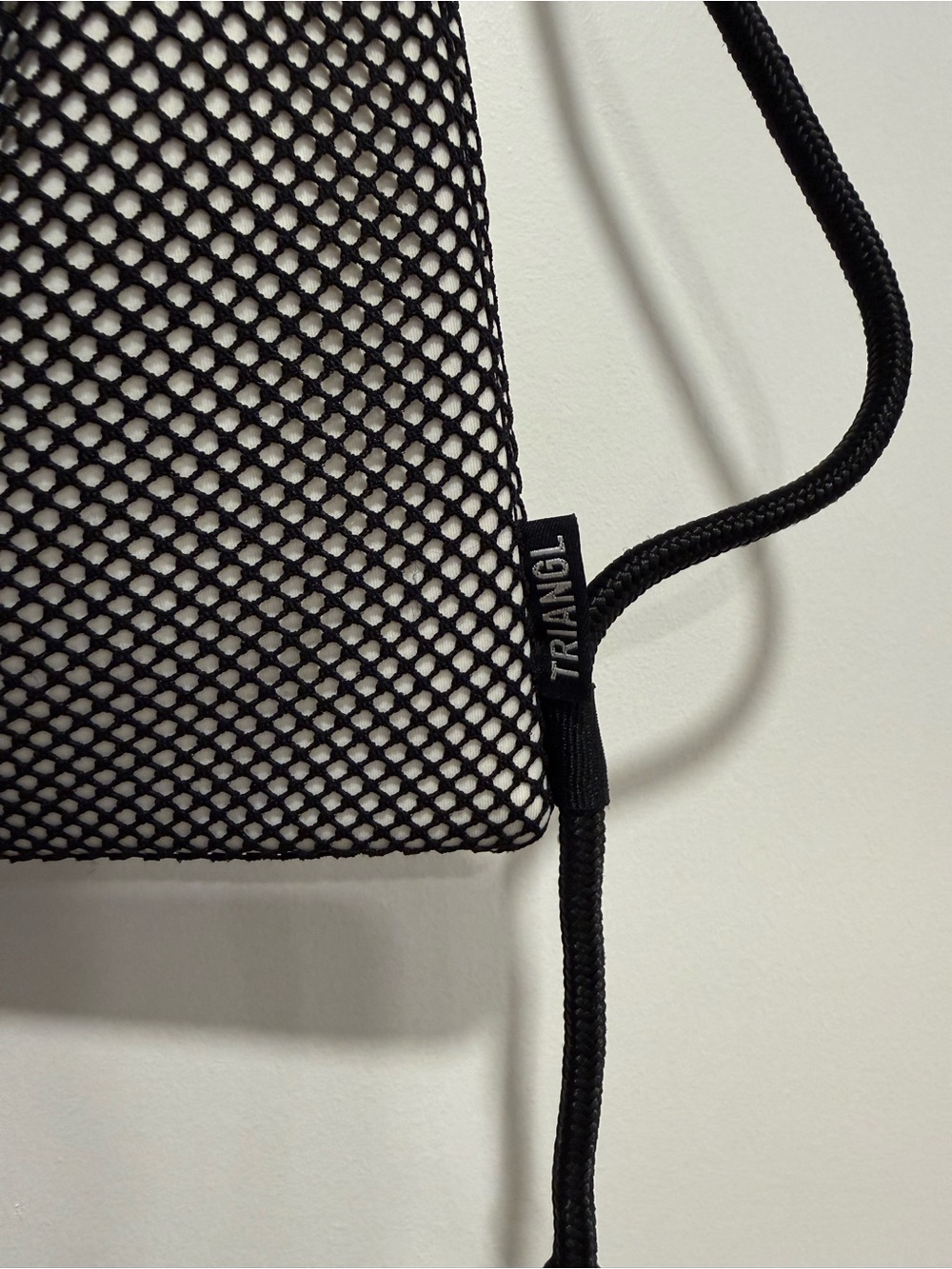Triangl - Black Mesh Drawstring Backpack - Picture 2 of 5